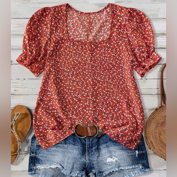 Halo & Harley Tops - Floral Red Women's Top